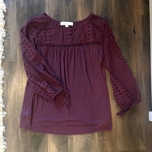 *LIKE NEW!* LOFT Cinched Sleeve Plum Top - Size Small